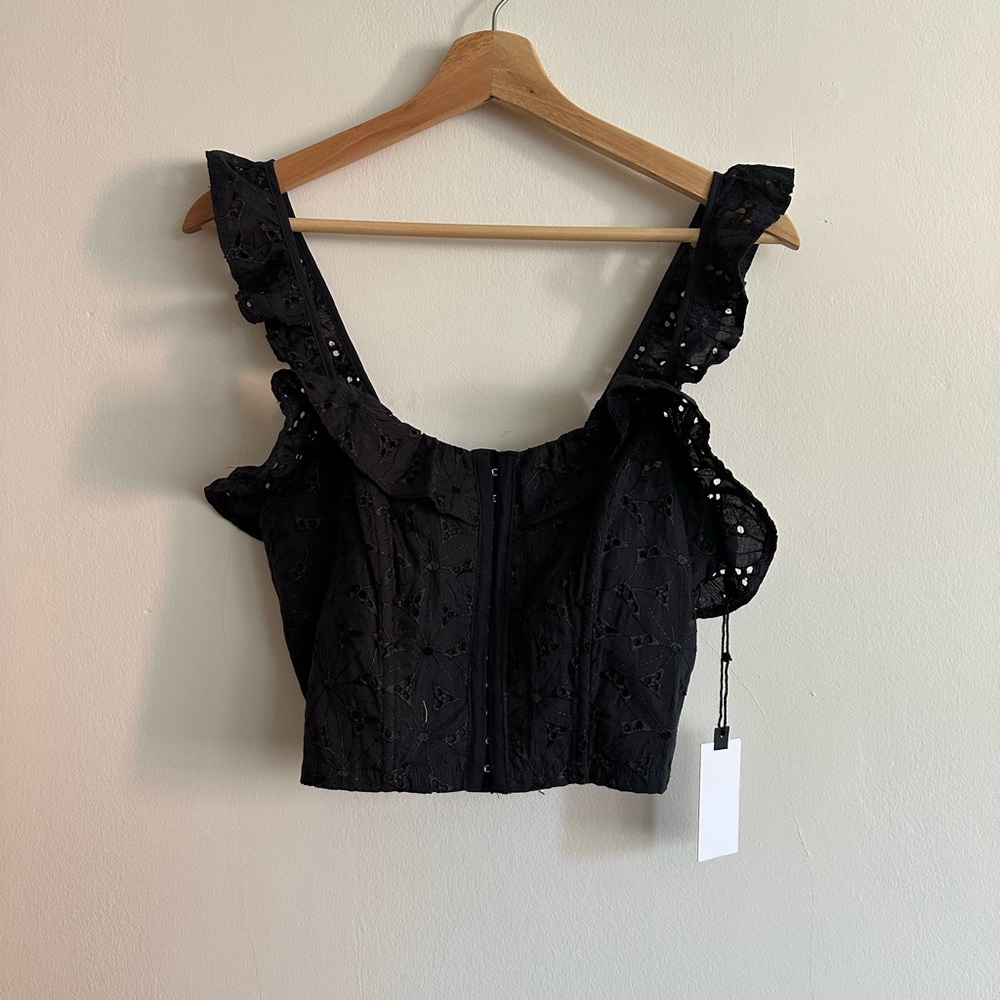 Elegant Navy Blue Crochet Women's Top